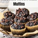 Pin for Vegan Chocolate Sweet Potato Muffins recipe.