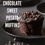 pin for chocolate sweet potato muffins