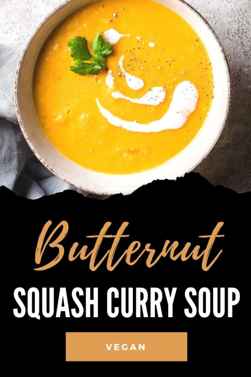 pin for vegan butternut squash curry soup