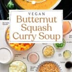 Pin for Vegan Butternut Squash Curry Soup.