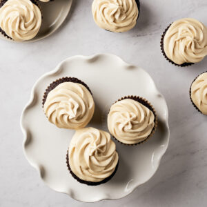 Overhead of Chocolate Fig Cupcakes
