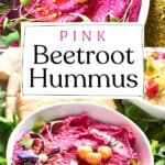 Pin for Easy Pink Beetroot Hummus recipe.