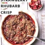 Pin for Vegan Strawberry Rhubarb Crisp.