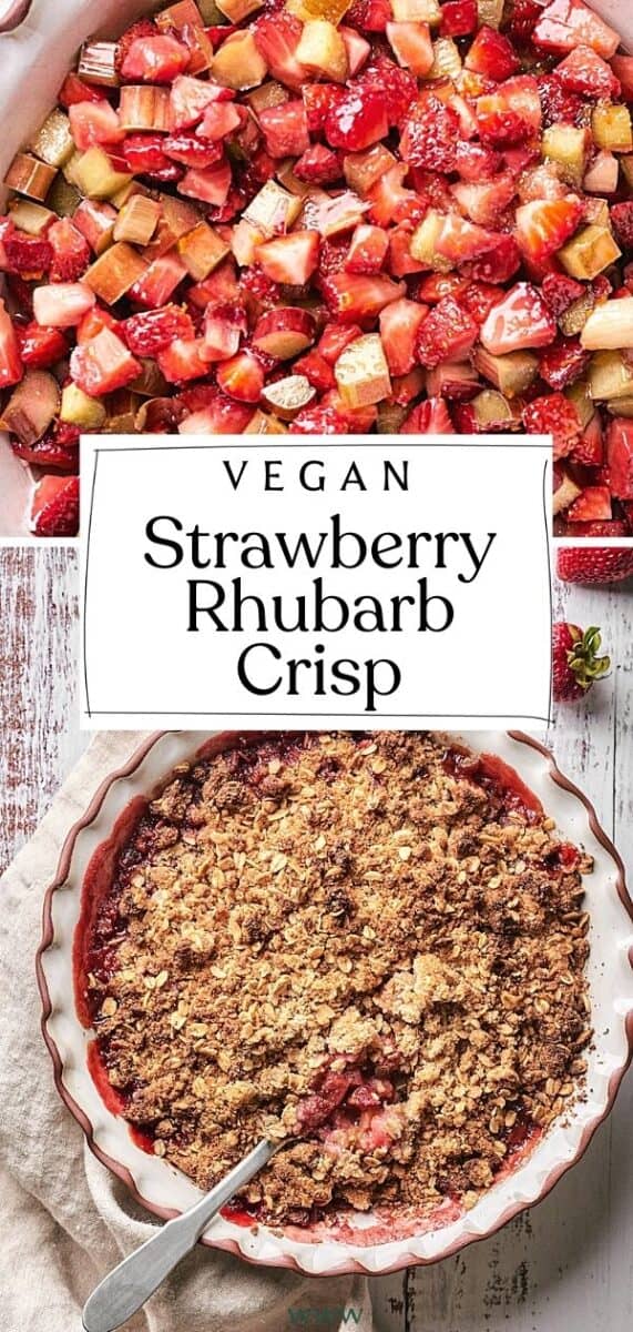 Pin for Vegan Strawberry Rhubarb Crisp.