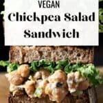 Pin for Vegan Chickpea Salad Sandwich.