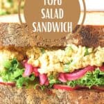 Pin for vegan tofu salad sandwich recipe on Resplendent Kitchen.