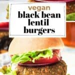 Pin for Vegan Black Bean Lentil Burgers