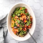 Southwest Quinoa Bowl with a fork and a napkin.