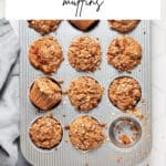 Pin for Vegan Strawberry Rhubarb Muffins.