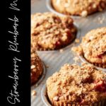 Pin for vegan Strawberry rhubarb muffins