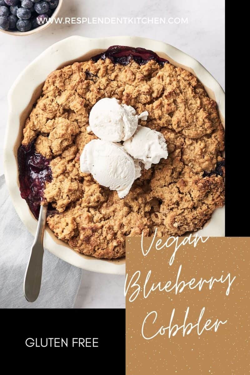 Pin for healthy vegan blueberry cobbler gluten free