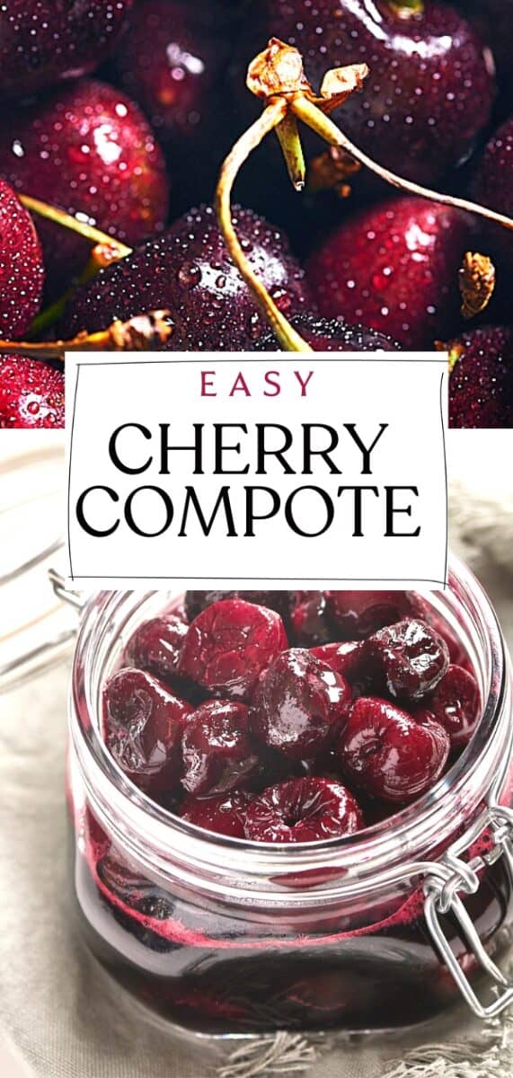 Pin for Easy Cherry Compote recipe on Resplendent Kitchen.