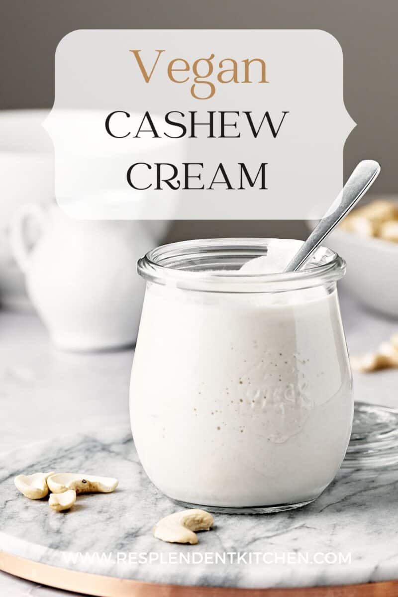 Pin for vegan cashew cream recipe.