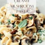 Pin for Vegan Creamy Mushroom Pasta recipe.