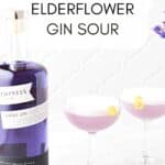 Pin for Lavender Elderflower Gin Sour recipe.