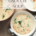 PIn for Vegan Gnocchi Soup Recipe on Resplendent Kitchen Blog.