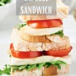 Pin for Vegan Caprese Sandwich.