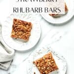 Pin for Vegan Strawberry Rhubarb Crumble Bars.