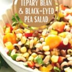 Pin for Tepary Bean and Black-Eyed Pea Salad recipe on Resplendent Kitchen.