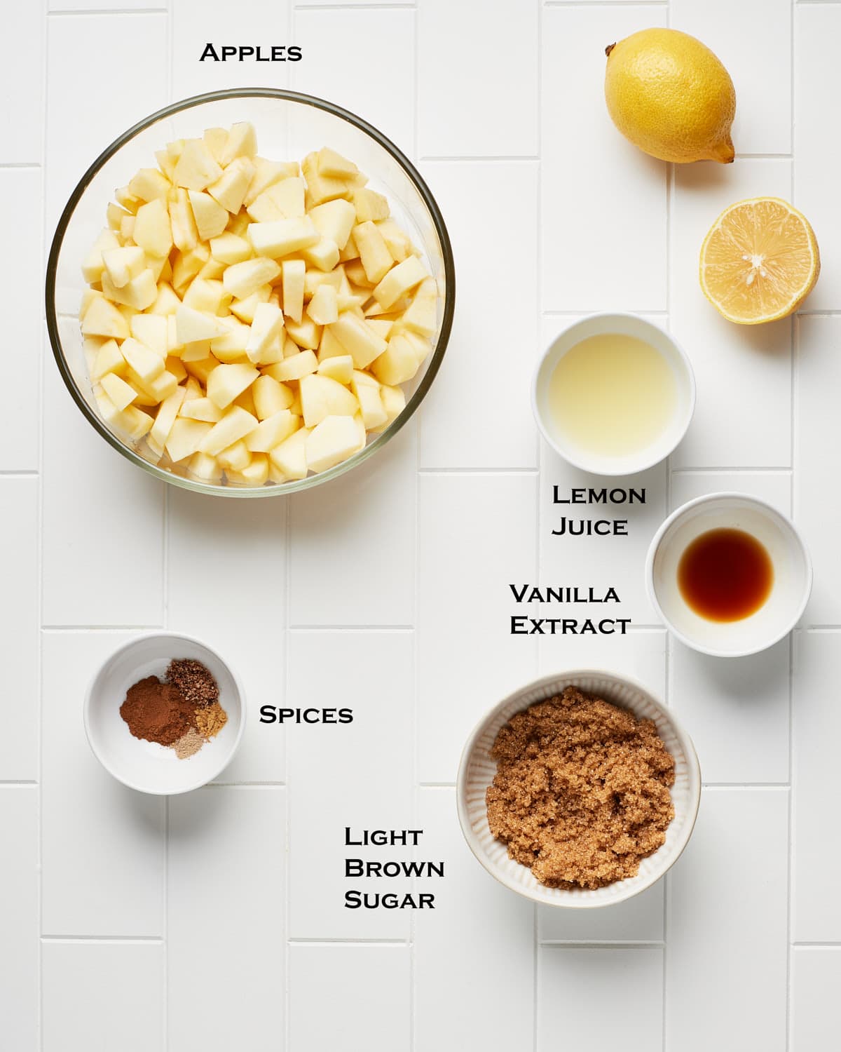 Overhead view of Ingredients to make easy Apple Compote.