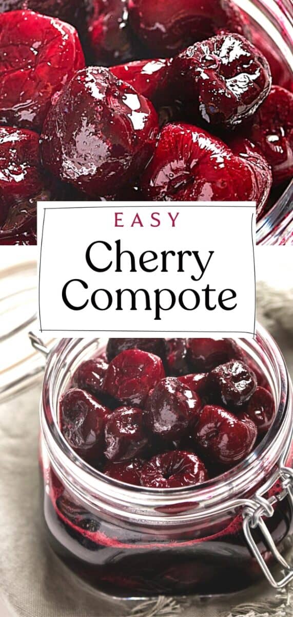 Pin for Easy Cherry Compote on Resplendent Kitchen blog.