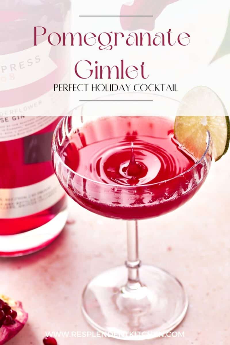 Pin for Pomegranate Gimlet Cocktail.