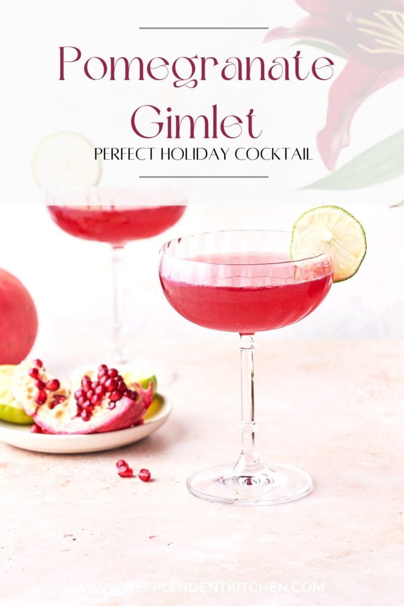 Pin for Pomegranate Gimlet Cocktail on Resplendent Kitchen.