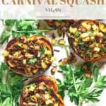 Pin for Vegan Stuffed Carnival Squash.