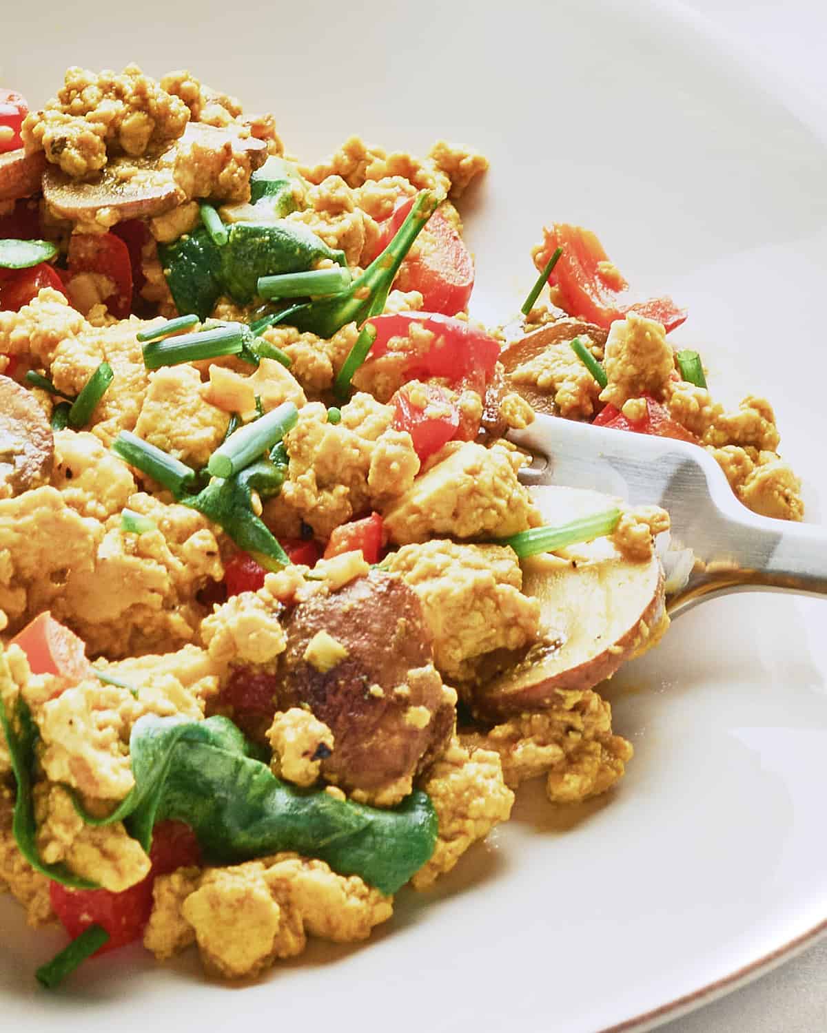 Vegan Mushroom and Spinach Tofu Scramble