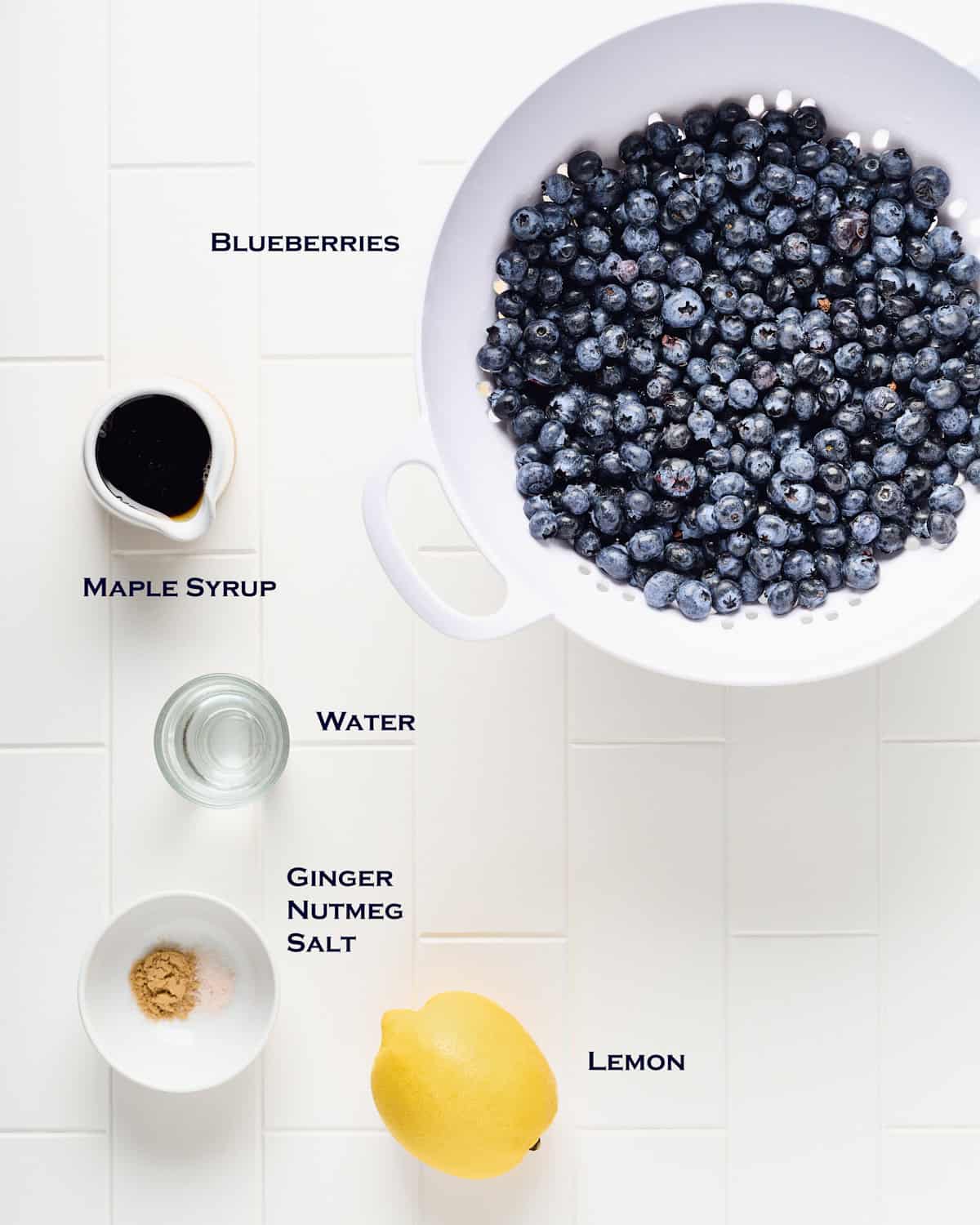 Ingredients to make easy homemade blueberry compote.