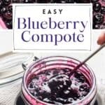Pin for easy blueberry compote.