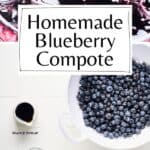 Pin for homemade Blueberry Compote Recipe on Resplendent Kitchen blog.