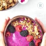 Pin for Dragon Fruit Smoothie Bowl recipe on Resplendent Kitchen blog.