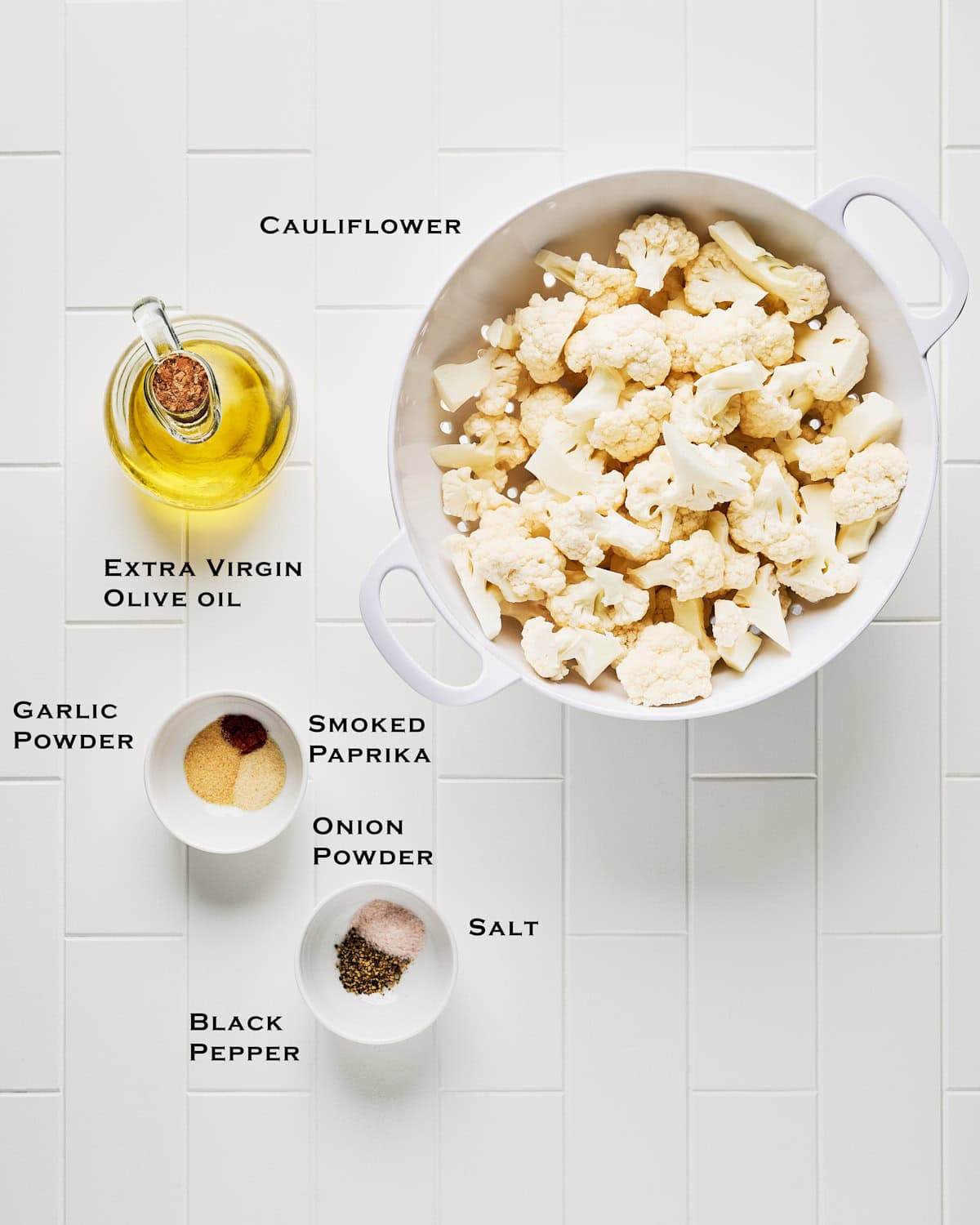 Ingredients to make Roasted Cauliflower