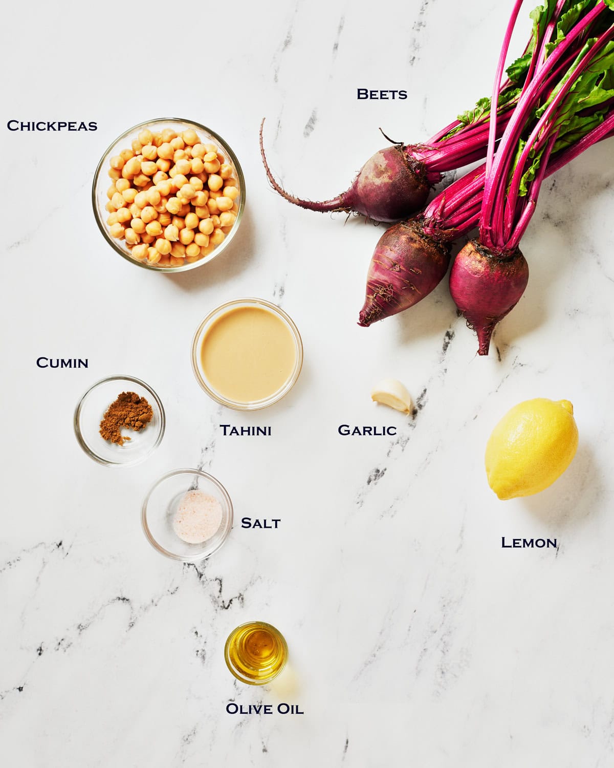 Ingredients for Pink Beetroot Hummus.