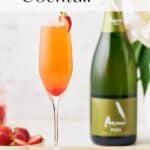 Pin for Rossini cocktail with fresh strawberries.