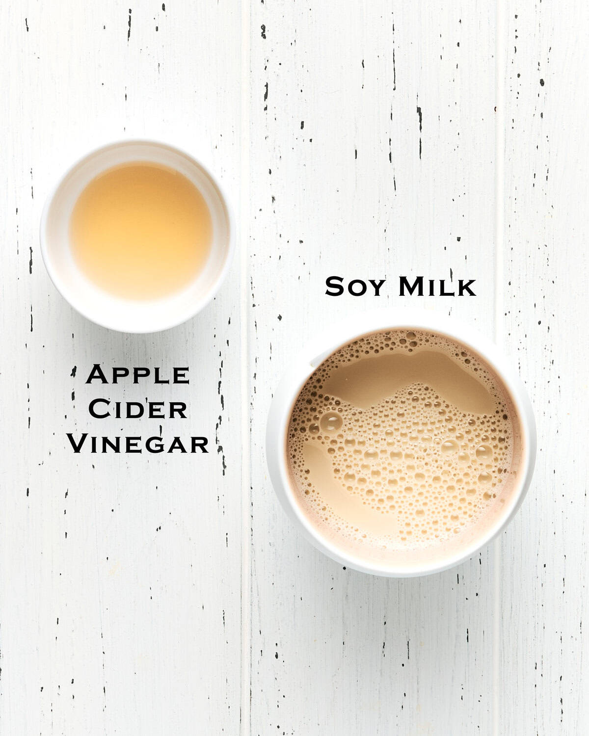 Ingredients to make vegan buttermilk.