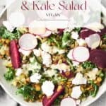 Pin for vegan Roasted Beet and Kale Salad Recipe on Resplendent Kitchen blog.