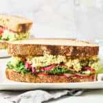 Tofu Salad Sandwich on a platter.