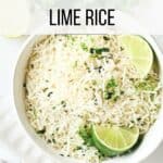 Pin for Rice Cooker Cilantro Lime Rice recipe.