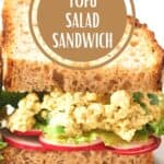 Pin for vegan tofu salad sandwich.