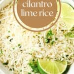 Pin for Rice Cooker Cilantro Lime Rice recipe.