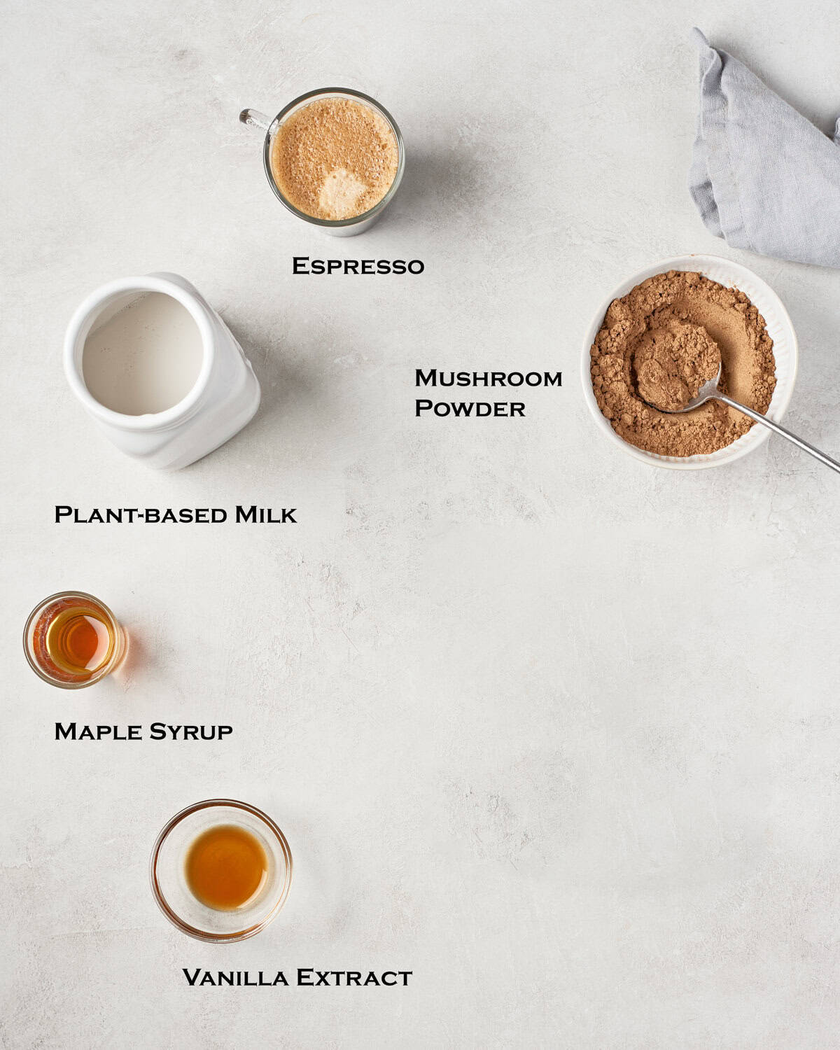 Ingredients to make vegan mushroom latte.