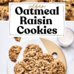 Pin for Vegan Oatmeal Raisin Cookies with Coconut Oil.