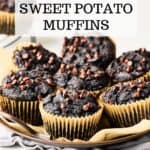 Pin for Vegan Chocolate Sweet Potato Muffins.