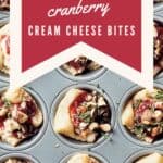 Pin for Vegan Cranberry Cream Cheese Bites. recipe on Resplendent Kitchen blog.